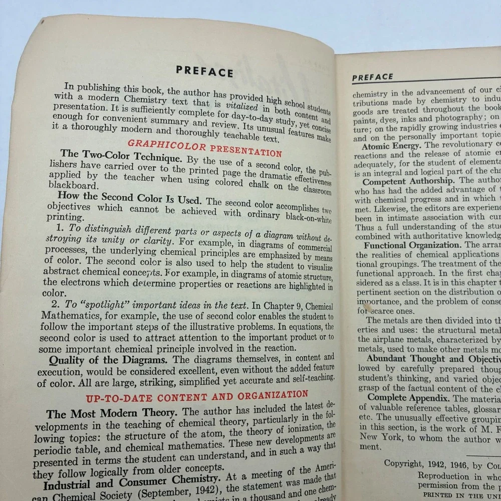 Vintage 1946 Vitalized Chemistry Graphicolor Book Russell T Des Jardins Atomic